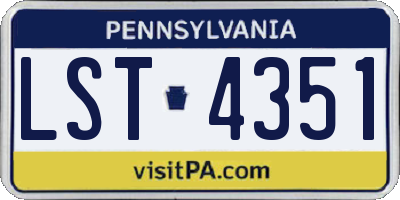 PA license plate LST4351