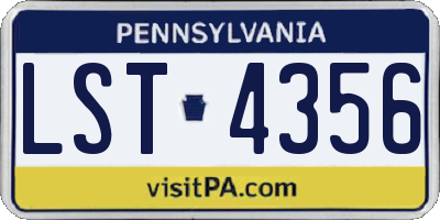 PA license plate LST4356