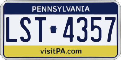 PA license plate LST4357