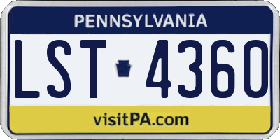 PA license plate LST4360