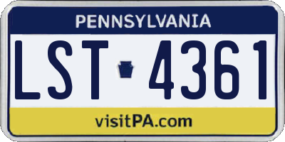 PA license plate LST4361
