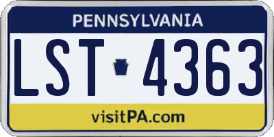 PA license plate LST4363