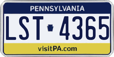 PA license plate LST4365