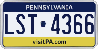 PA license plate LST4366