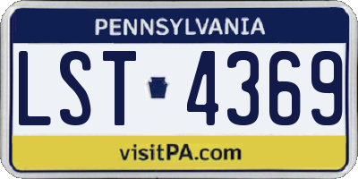 PA license plate LST4369