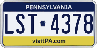 PA license plate LST4378