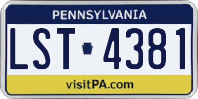 PA license plate LST4381