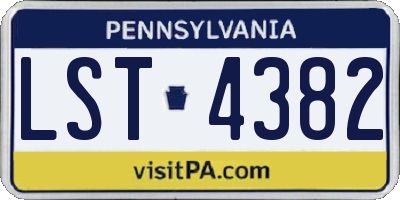 PA license plate LST4382