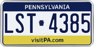 PA license plate LST4385
