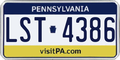 PA license plate LST4386