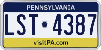 PA license plate LST4387