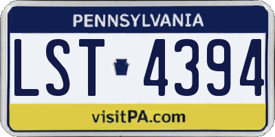 PA license plate LST4394