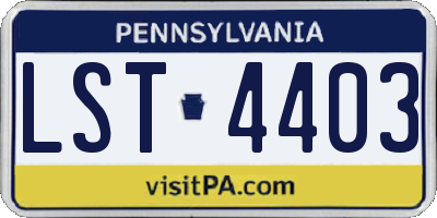 PA license plate LST4403