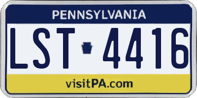 PA license plate LST4416