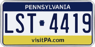 PA license plate LST4419