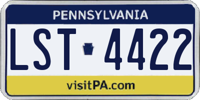 PA license plate LST4422