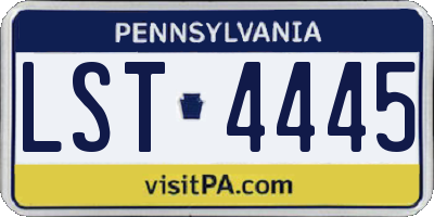 PA license plate LST4445