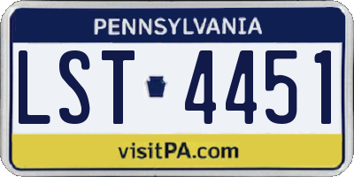 PA license plate LST4451