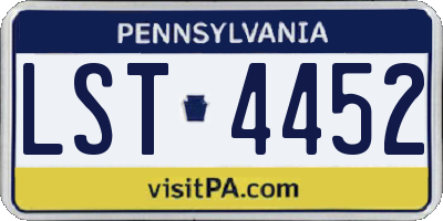 PA license plate LST4452