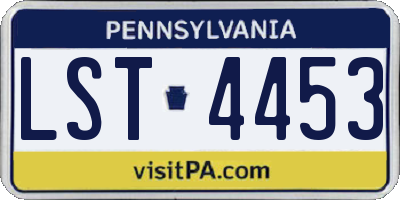 PA license plate LST4453