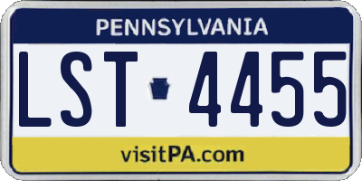 PA license plate LST4455