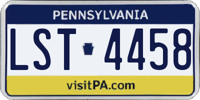 PA license plate LST4458