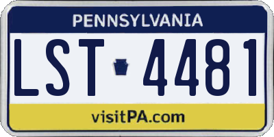 PA license plate LST4481
