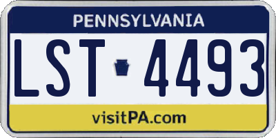 PA license plate LST4493