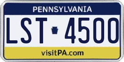 PA license plate LST4500