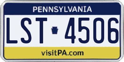 PA license plate LST4506