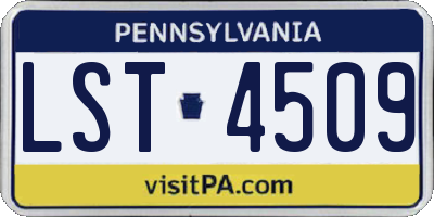 PA license plate LST4509