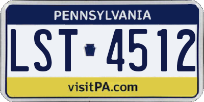 PA license plate LST4512