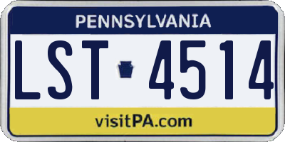 PA license plate LST4514