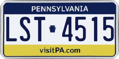 PA license plate LST4515