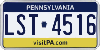 PA license plate LST4516