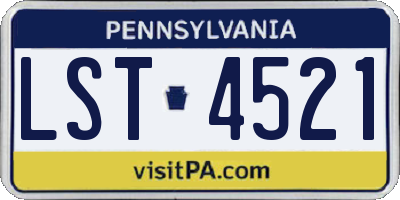 PA license plate LST4521