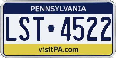 PA license plate LST4522