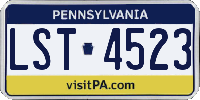 PA license plate LST4523