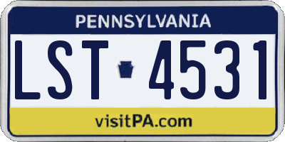 PA license plate LST4531