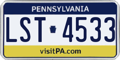 PA license plate LST4533