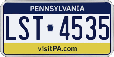 PA license plate LST4535