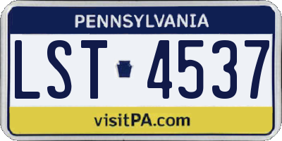 PA license plate LST4537