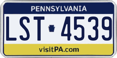 PA license plate LST4539