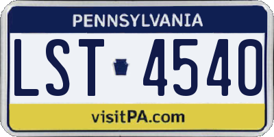 PA license plate LST4540