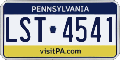 PA license plate LST4541