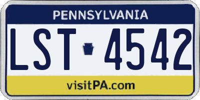 PA license plate LST4542