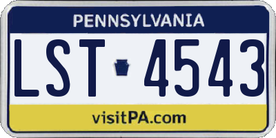 PA license plate LST4543