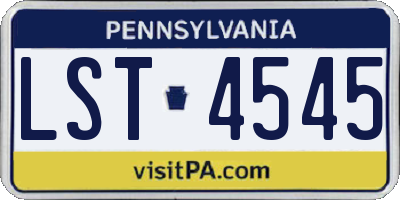 PA license plate LST4545