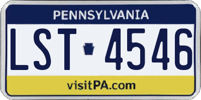 PA license plate LST4546