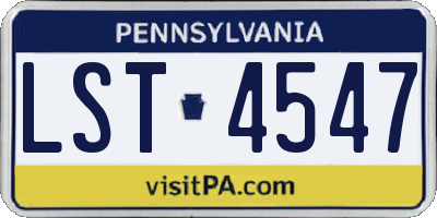 PA license plate LST4547